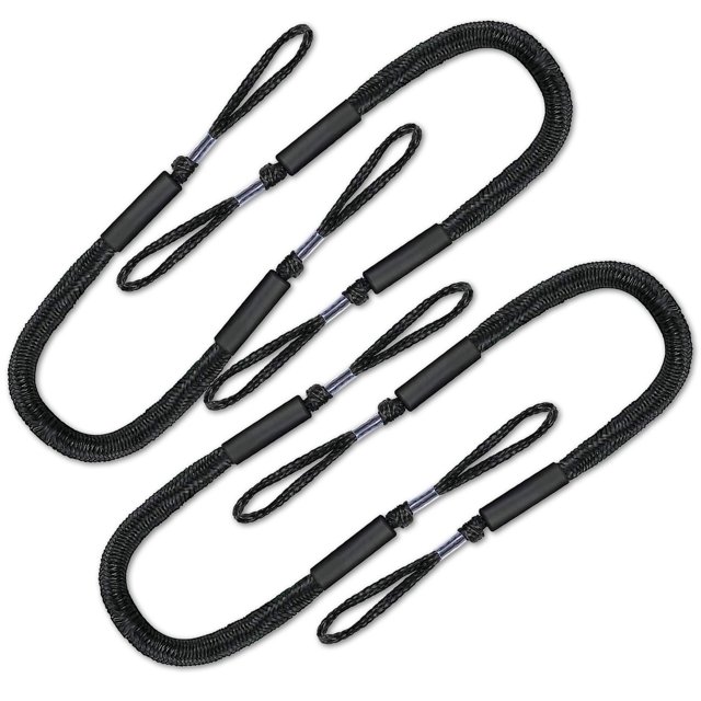 FLOODKING 2-Pack Mooring Ropes 2.5FT - Bungee Dock Lines with Bumper for Kayaks, Boats, Jet Skis