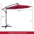 thumbnail image 3 of Costway 10 Ft Patio Solar LED Offset Umbrella 40 Lights Crank Cross Base Wine, 3 of 10