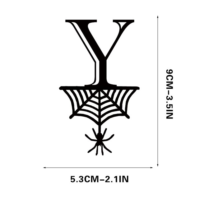 Spider Halloween Decoration Hang Tag Set with 26 Iron Letters 5.3 cm x 9 cm, Black Rope Included