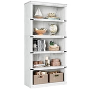 Ourlova White Farmhouse Bookshelf Storage Shelves Floor Standing Book Shelf Racks for Bedroom Living Room Office