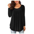 thumbnail image 1 of Pompotops Blouse Tunique Basique Confortable à Manches Longues et Col Rond pour Femmes, Couleur Unie, Décontractée, 1 of 7