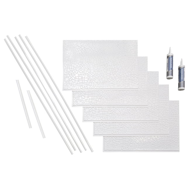 Fasade Skyline Vinyl Backsplash Kit Gloss White 15 sq ft