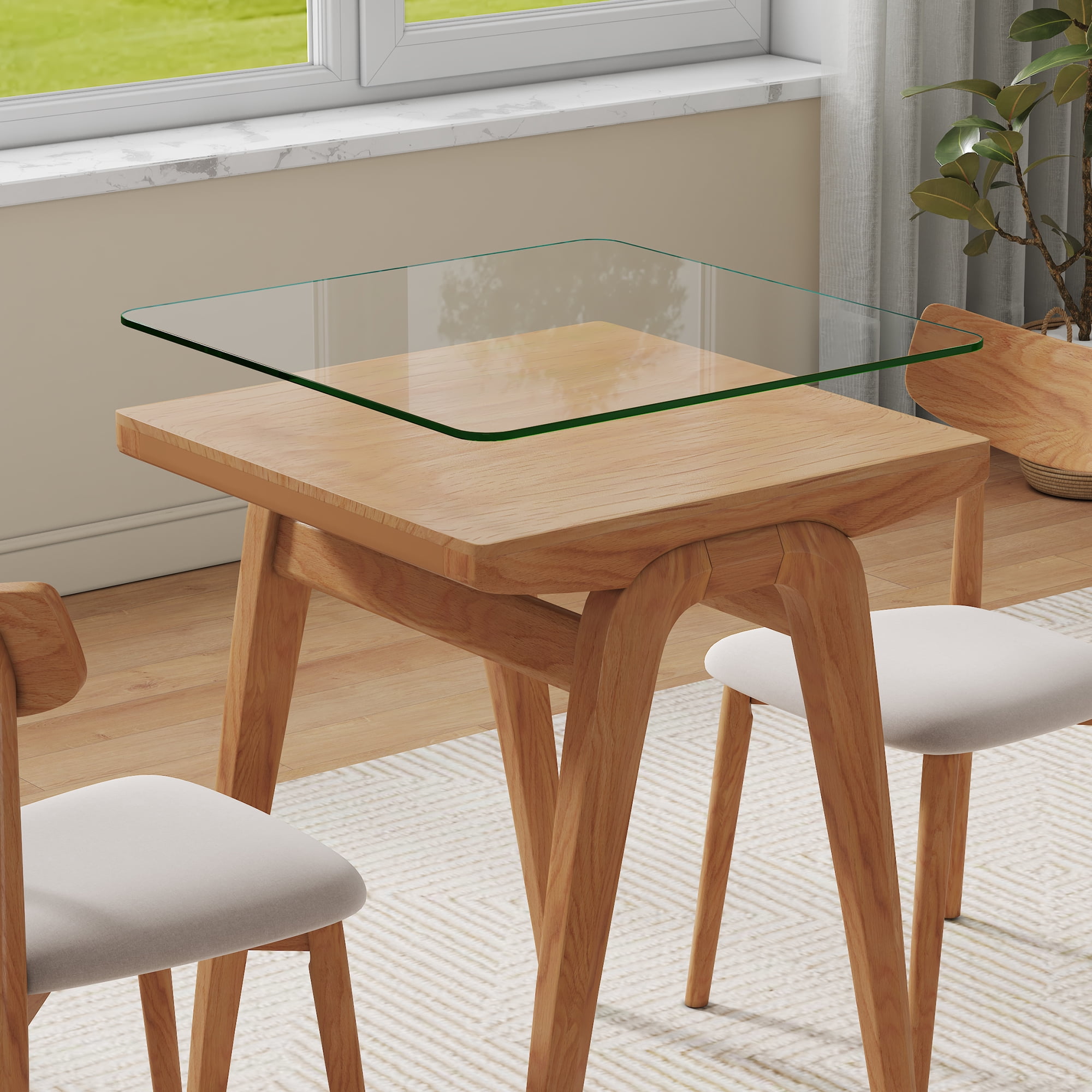 Noble House Table basculante carrée en verre trempé de 24", uniquement le plan de travail, transparent résistant à la chaleur pour cuisine ou restaurant, transparent