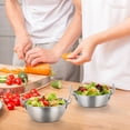thumbnail image 2 of Stainless Steel Salad Bowl, Double Ear Mixing Bowl, Kitchen Prep and Serving, Rust Resistant, Dishwasher reliable, Ergonomic Handles, Modern Tableware, 2 of 7