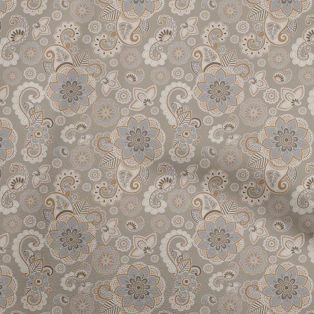 oneOone Rayon Light Brown Fabric Asian Paisley Sewing Craft Projects Fabric Prints By Yard 56 Inch Wide