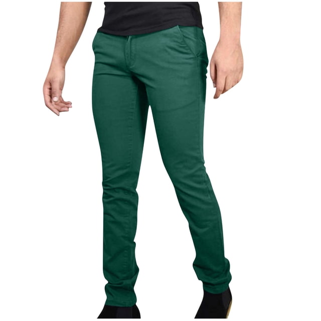 WRKEKC Business Casual Pants for Men Lightweight Solid Color Casual Daily Pocket Tapered Mid-Rise Button Pants for Office Outings Stylish Versatile Wear