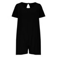 thumbnail image 4 of LOVZFMLL Combinaison une Pièce à Manches Courtes pour Femme, Couleur Unie, Col Rond, Taille Cintrée, Dos Nu, Manches Courtes, Noir G, 4 of 8
