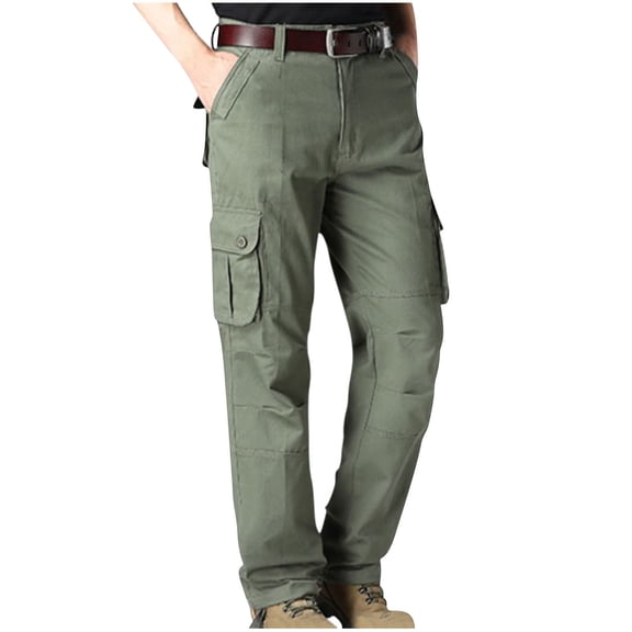 Kyusrd Cargo pour Hommes Poches Épais Jambe Droite Ample Pantalon de Confort Escalade Taille Élastique Randonnée Tactique Pantalon d'Extérieur
