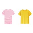 thumbnail image 1 of Lot de 2 (Jaune 1 Pce et Rose 1 Pce) Multipack Haut T-Shirts Manches Courtes Haut Uni T-Shirts Haut Garçon et Fille Unisexe Enfants T-Shirt à Col Rond, 1 of 4