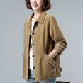 thumbnail image 3 of EGNMCR Women Veste à Manches Longues pour Femmes, Veste Décontractée Sans Capuche, Mode, Couleur Unie, Col Rond, Poches, Coat, 3 of 8