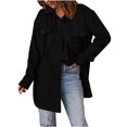thumbnail image 2 of EGNMCR Veste à Manches Longues pour Femmes, Sans Capuche, Décontractée, Col en V, Couleur Unie, 2 of 9