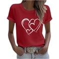 thumbnail image 3 of VKOYWKM T-Shirts de la Saint-Valentin pour Femmes, T-Shirts à Imprimé Cœur, Manches Courtes, Hauts Décontractés de Printemps, Col Rond Décontracté, Coupe Ample, T-Shirts de la Saint-Valentin, 3 of 5