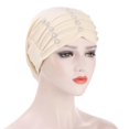 thumbnail image 2 of Women Solid Color Flower Design Hair Cover Muslim Bonnet Turban Hat Hijab Cap, 2 of 8
