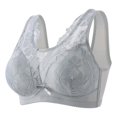 thumbnail image 1 of Virmaxy Womens Wireless Bra Oversized Gathered Comfortable Breathable Underwear (Plus Extended Buckle) Everyday Bra Embroidered Glossy Comfortable Breathable Bra Underwear No Rims Gray-3 42, 1 of 7