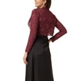 thumbnail image 3 of INSPIRE CHIC Boléro Court Ouvert en Dentelle Florale Transparente pour Femme TP Rouge Carmin, 3 of 6