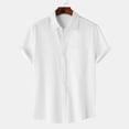 thumbnail image 2 of Men Casual Solid Turndown Short Sleeve Button Closure Shirt Hawaii Blouse, 2 of 9