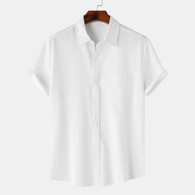 Dvkptbk Chemise Décontractée pour Homme Unie à Col Rabattu à Manches Courtes avec Fermeture à Boutons Blouse Hawaïenne