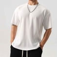 thumbnail image 5 of cfhntfmh Men's Muscle T Shirt Casual Short Sleeve Tops Ribbed Crewneck Slim Fit Workout Gym Solid Color Basic Tee Shirts, 5 of 5