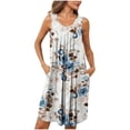thumbnail image 1 of Ovzne Robes pour Femmes Robe pour Femme Imprimé avec Poches Chemises de Nuit Sans Manches Vêtements de Nuit Plissée devant Chemise de Nuit Col Rond Robe pour Femmes Imprimée Liquidation, 1 of 5