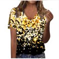 thumbnail image 5 of Penkiiy Ladies Tops and Blouses Short Sleeve Loose Fitting Print Spring Plus Size Top Vneck Grandma Shirts Tunic Blouse XL Yellow, 5 of 5