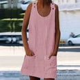 thumbnail image 2 of Penkiiy Robe Courte Sans Manches à Rayures Imprimées à Boutons à Bretelles pour Femme avec Poches Mini Tunique Robe Débardeur avec Double Poche m Rouge, 2 of 6