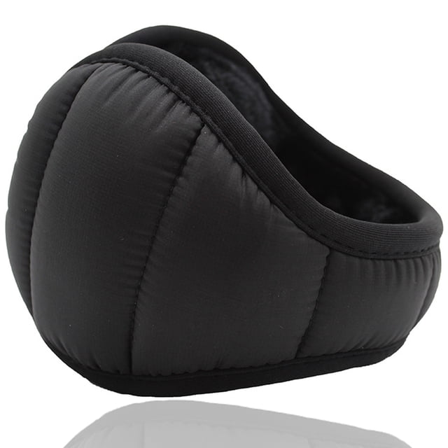Chauffe-oreilles d'Hiver en Duvet pour Hommes avec design Ajustable et Pliable derrière la Tête. les Cache-Oreilles Noirs Offrent un Extérieur Doux et Rembourré avec une Finition Lisse, Offrant Chaleur et Isolation par Temps Froid. Convient aux Activités de Plein Air comme le Ski, la Randonnée et la Course.