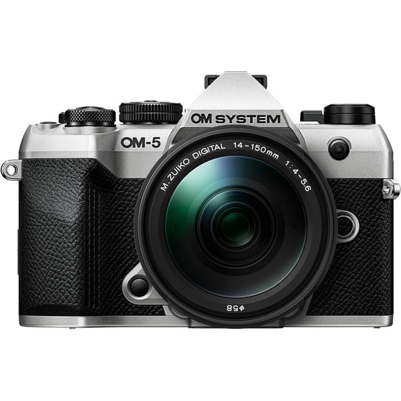 Appareil photo hybride OM SYSTEM OM-5 Mark II avec objectif 14-150 mm f/4-5,6 II (argent)