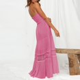 thumbnail image 4 of Cathalem 2024 Robe d'Été Bohème Décontractée pour Femme Sans Manches à Nœud, Robe Midi Smockée à Étages Fluide, Rose Vif m, 4 of 5