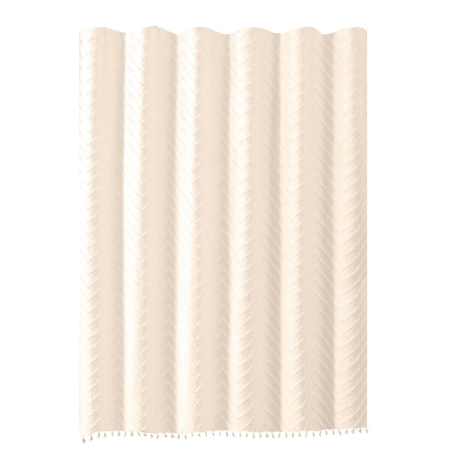 Ensemble de Rideau de Douche Boho avec Pompons et 12 Crochets pour Salle de Bain 72 Po x 72 Po Tissu Texturé 100 % Polyester