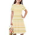thumbnail image 1 of Soldes de Liquidation Aujourd'hui Offres Iumwxz Robe Décontractée Trapèze Robe Tunique pour Adolescentes Robes Col Rond à Rayures Graphique Robe à Manches Courtes pour Enfants Robes Sport pour Vacances 4-14a, 1 of 7