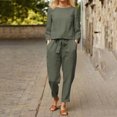 thumbnail image 2 of Kcodviy Women's Solid Color Linen Bridal Jumpsuits for Women Loose Top and Drawstring Dressy Wedding Pant Suits Linen Long Pants Set Womens Pant Rompers and Jumpsuits Outfits, 2 of 6