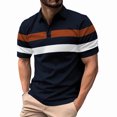 thumbnail image 1 of Shirts for Men, Mens Patchwork Fallow Button Round Neck Sports Short Sleeve Shirt, 1 of 5
