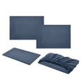 thumbnail image 1 of TACILIP 4 Piece Fitted Sheet Set Bed Sheet Home Textile Solid Color Imitation Satin Fitted Sheet and Pillowcase Set Bedding, Gifts for Mom, 1 of 6