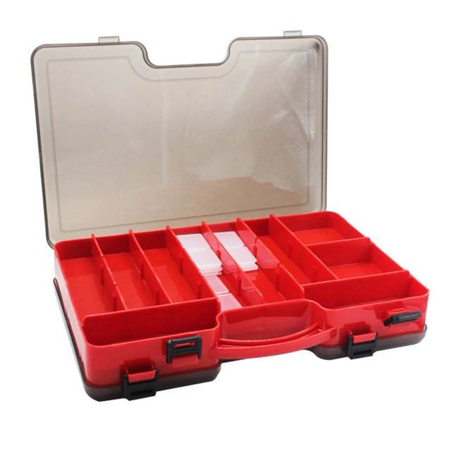 Double-sided Portable Lure Box Activity Compartment Fishing Bait Tackle Storage red