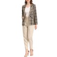 thumbnail image 2 of INSPIRE CHIC Blazer à Carreaux pour Femmes, Rentrée Scolaire, Revers Cranté, Manches Longues, un Bouton, Brun Noir, m, 2 of 7