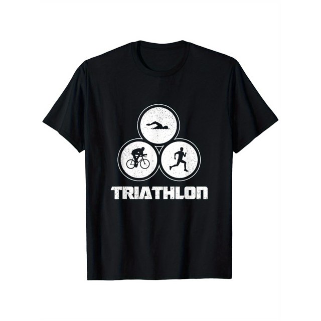 T Shirt Unisex Triathlon Pattern Black | 100% Breathable