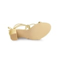 thumbnail image 3 of BLISSFUL STEP Women's Shoes Open Toe Lace Up Block Heel Strappy Heels Gold 6, 3 of 8