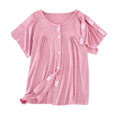 Chemises Unisexes à Manches Courtes Post-Épaule pour Femmes avec Toutes Attaches Autocollantes Vêtements de Récupération Déchirure Chimiothérapie Grande Taille Chemise Ample Grande Taille Dentelle 3x Hauts d'Entraînement Hauts pour Femmes Grande Taille 3x et 4x Voie