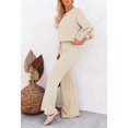 thumbnail image 4 of ORUYROP Ensemble de Pull 2 Pcs pour Femmes Haut Court à Manches Longues et Pantalon Large, 4 of 7