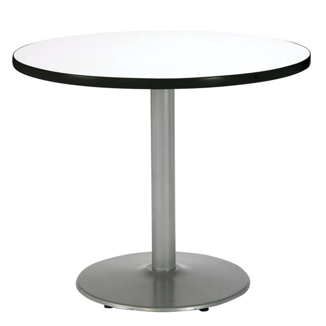 Pemberly Row Crisp Linen 36im Breakroom Table with Round Silver Base