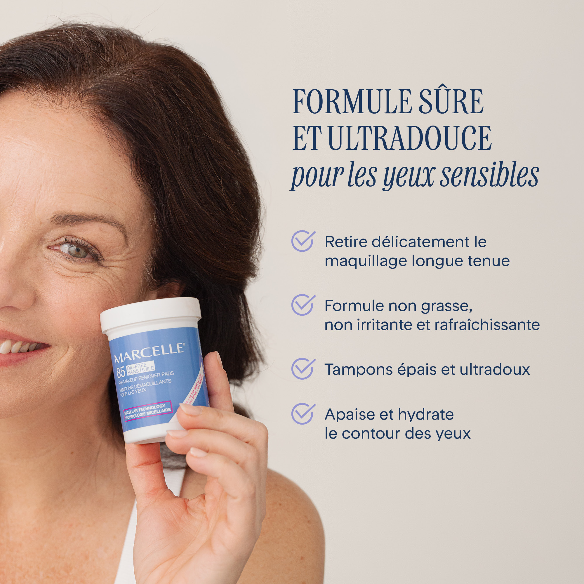 Marcelle Oil-Free Eye Makeup Remover Pads with Micellar Technology, 85 pads