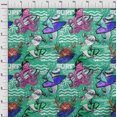 thumbnail image 4 of oneOone Silk Tabby Sea Green Fabric Ocean Life Sewing Craft Projects Fabric Prints By Yard 42 Inch Wide, 4 of 5