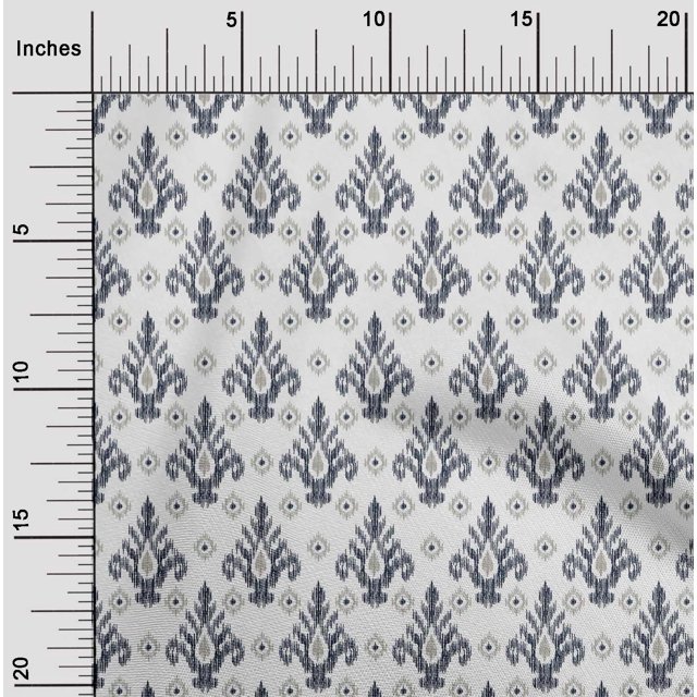 oneOone Viscose Chiffon Fabric Diamond & Swirl Ikat Printed Craft Fabric BTY 42 Inch Wide