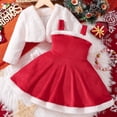 thumbnail image 2 of Splozh Ensemble de Vêtements pour Bébé Fille Printemps Automne, Ensemble 2 Pcs en Velours Rouge Robe de Noël et Manteau avec Cardigan Blanc Rouge, 5-6 Ans, 2 of 6