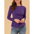 thumbnail image 5 of INSPIRE CHIC Women's Round Neck Front Twist Long Sleeve Blouse Tops, 5 of 5