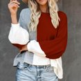 thumbnail image 2 of Rbaofujie Chandails pour Filles Mode pour Femmes Chandail Ample Uni Manches Longues Col Rond Haut Chandail Rouge Chandails à Capuchon pour Ados, 2 of 3