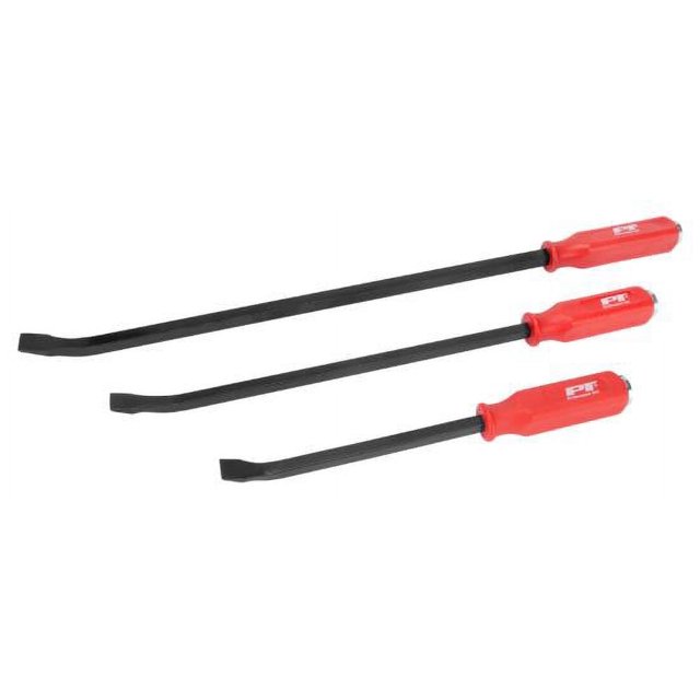 Performance Tool Pry Bar W2023 12 Inch/17 Inch/24 Inch Length; Curved Blade End; Powder Coated; Black; Carbon Steel; Capped End Ergonomical Handle; Set Of 3