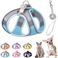 thumbnail image 1 of Enkarl Soft Small Dog Harness and Leash Set Step in Air Mesh Puppy Harness Leash Easy Walk Dog Harness Vest Adjustable Reflective No Pull Dog Harnesses for Small Dogs Cats (Blue Grey, L), 1 of 8