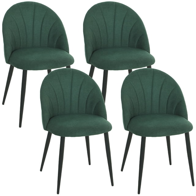 HOMCOM Dining Chairs Set of 4 Kitchen Chairs with Metal Legs Green