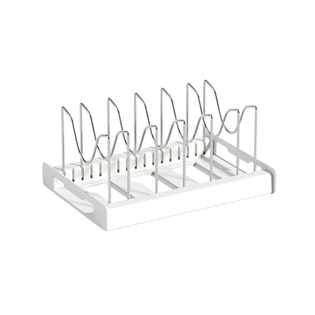Lksixu Organiseur de Support pour Casseroles, Organiseur Extensible pour Armoire, Couvercle de Casserole avec Compartiment Ajustable pour Armoire de Cuisine, Batterie de Cuisine, Cuisson, Grille à Frire, Gadgets de Cuisine